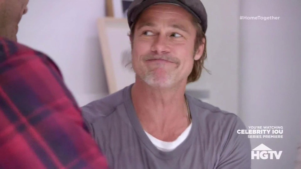Los Angeles, CA  - Brad Pitt gets emotional after his makeup artist Jean Black says: 